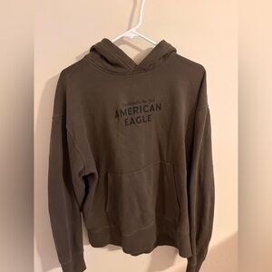 American Eagle Outfitters Men's Dark Brown Hoodie